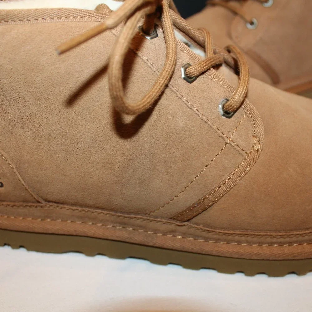 NIB UGG MEN'S NEUMEL‎ CHUKKA SUEDE SHEARLING LINED ANKLE BOOTS CHESTNUT